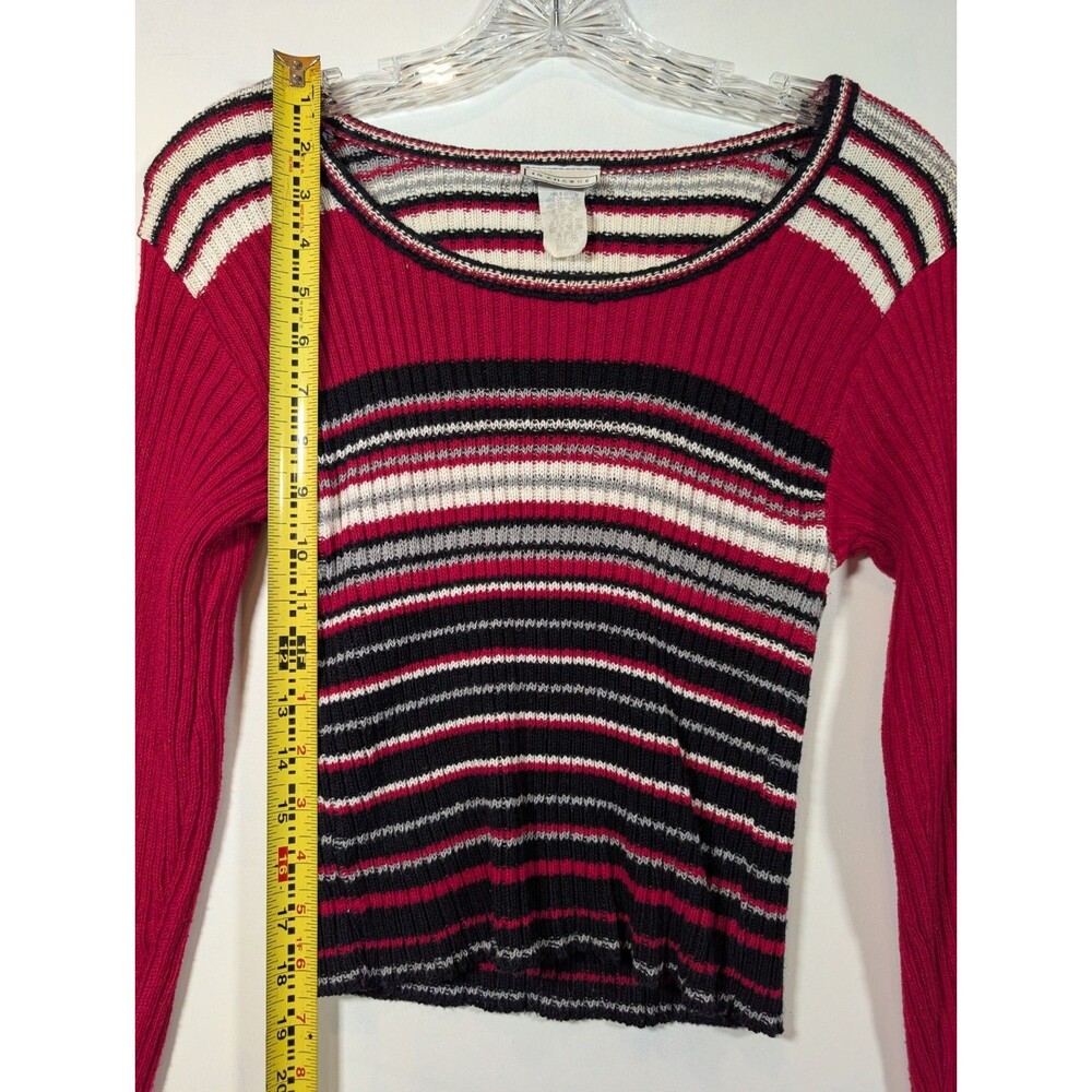 VINTAGE 90s In Charge Striped Sweater Womens Knit Cotton - Picture 5 of 8